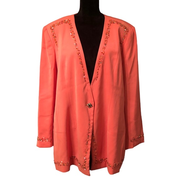 St Anthony Jackets & Blazers - St. Anthony Evening Coral Beaded Dress Jacket size 24W